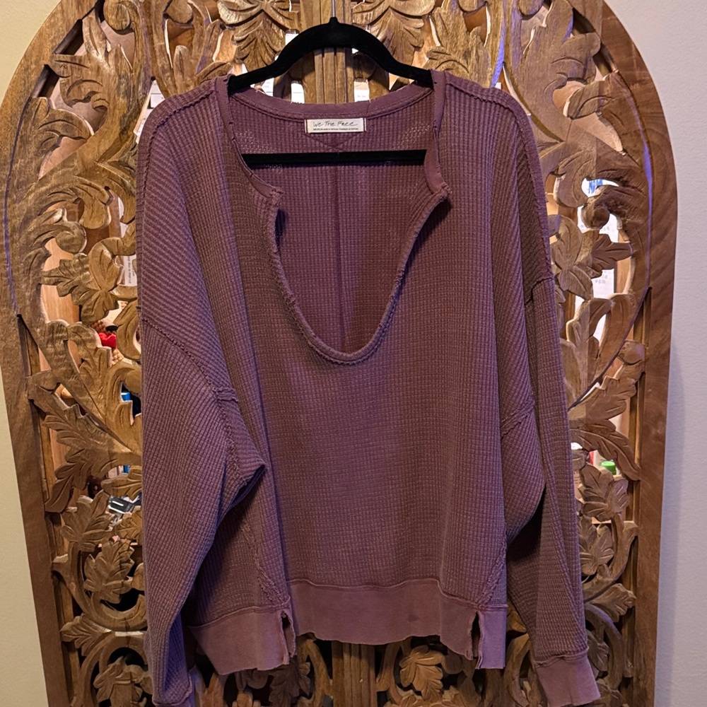 We The Free Purple Waffle Knit Blouse